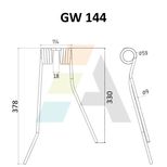 Dent de faneuse gauche pour PZ, VG PZ-111, pièce interchangeable