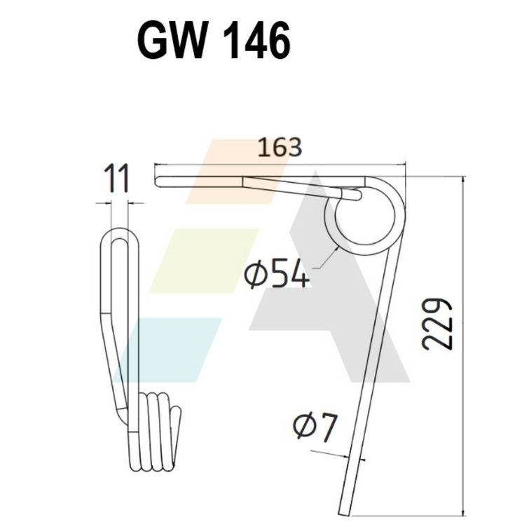 Dent de herse avant, fil 7 mm, pour semoir NODET - SULKY, FJX0651 - 909007, pièce interchangeable