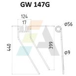 Dent de faneuse pour FELLA, 461110, 461641, pièce interchangeable