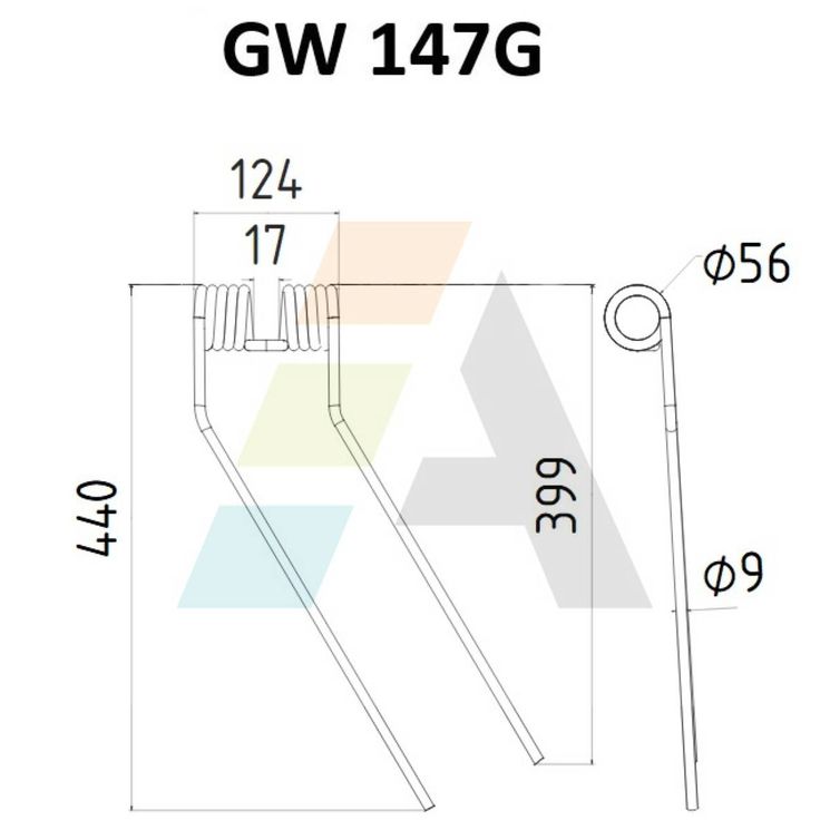 Dent de faneuse pour FELLA, 461110, 461641, pièce interchangeable