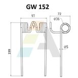 Dent pick-up 199mm, fil 5mm, pour presse à balles SOMECA, 44320340, pièce interchangeable