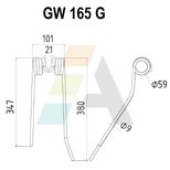 Dent de faneuse pour DEUTZ-FAHR (KHD), 16502733, 1106403011700, pièce interchangeable