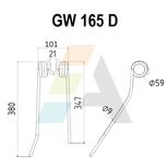 Dent de faneuse pour DEUTZ-FAHR (KHD), 16502746, 1106403011600, pièce interchangeable