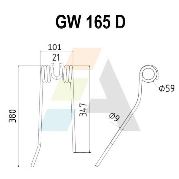 Dent de faneuse pour DEUTZ-FAHR (KHD), 16502746, 1106403011600, pièce interchangeable