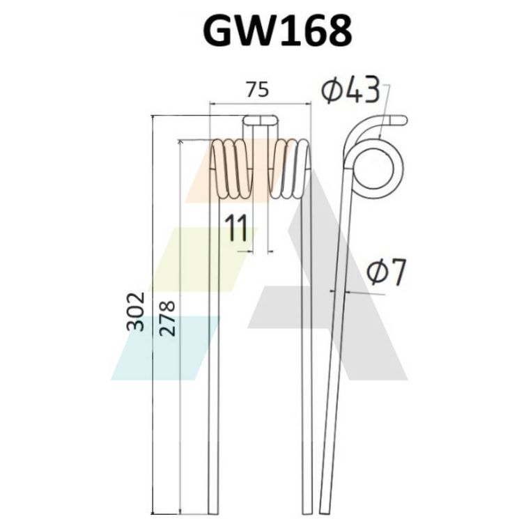 Dent de faneuse pour FELLA, L.F.E., 106508, 442851102, pièce interchangeable