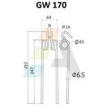 Dent de faneuse pour AEBI, 218.00.11, 55.C218.00.1, 106.30.87, pièce interchangeable