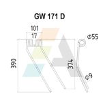 Dent de faneuse pour DEUTZ-FAHR (KHD), 06229776, 1104000150010, pièce interchangeable