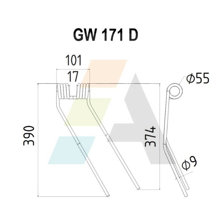 Dent de faneuse pour DEUTZ-FAHR (KHD), 06229776, 1104000150010, pièce interchangeable