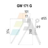 Dent de faneuse pour DEUTZ-FAHR (KHD), 06580391, 1104000150110, pièce interchangeable