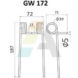 Dent de faneuse pour HEYWANG & SETA, RAC328, pièce interchangeable