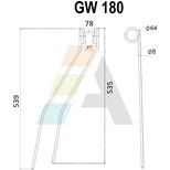 Dent de faneuse pour CLAAS-BAUTZ, 9443280, pièce interchangeable