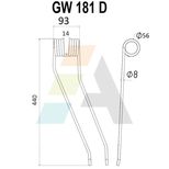 Dent de faneuse droite pour JF-STOLL, 0292960, pièce interchangeable