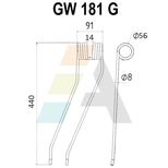 Dent de faneuse pour FELLA, NEW HOLLAND, STOLL, 491000, 539281, 0124200, pièce interchangeable