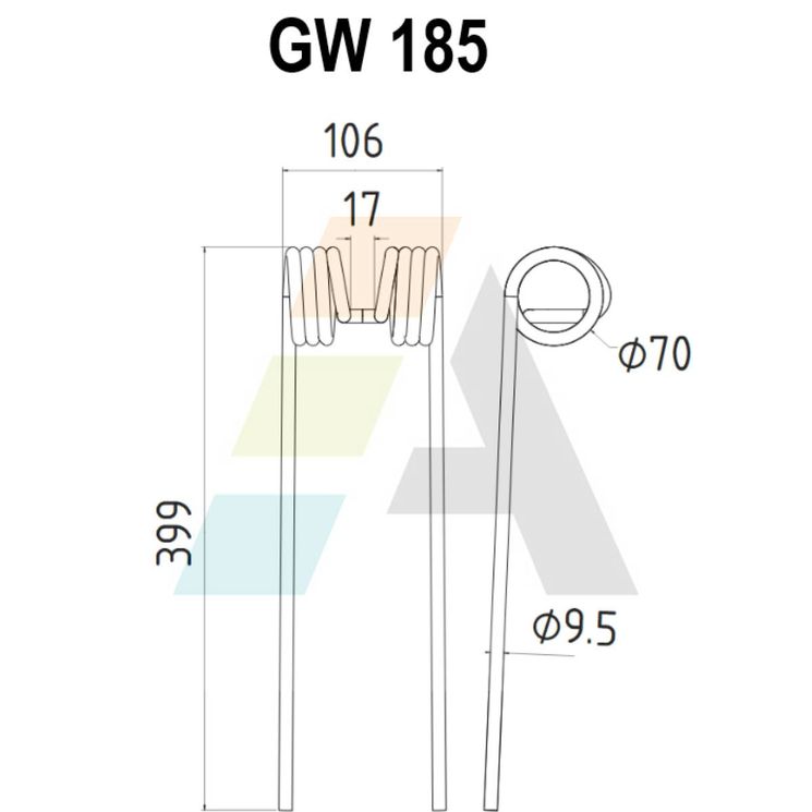 Dent de faneuse pour KUHN, 58561900, pièce interchangeable