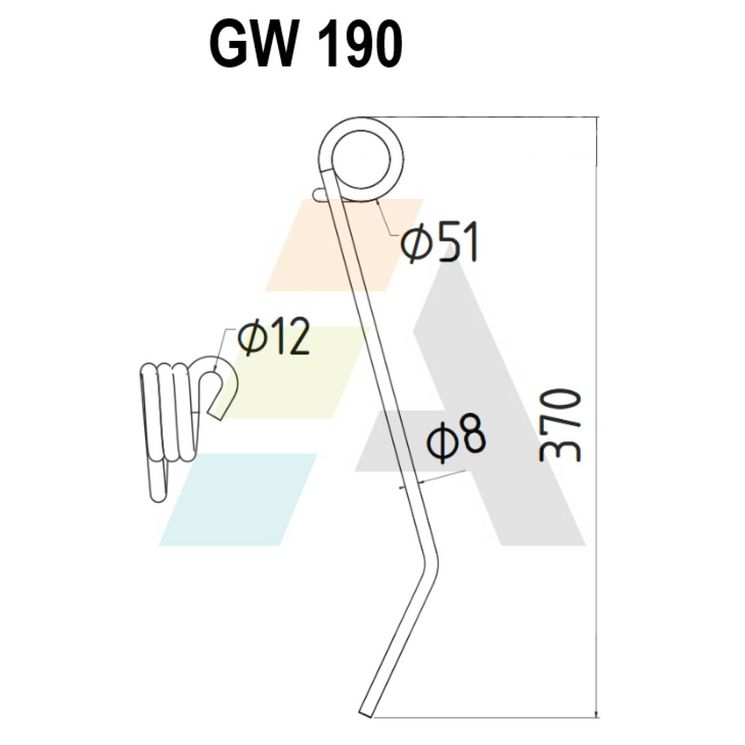 Peigne de herse simple griffe 8mm, pour semoir HEGER, 62282521, pièce interchangeable