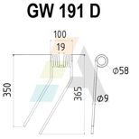 Dent de faneuse pour FELLA 487133, 460181, pièce interchangeable