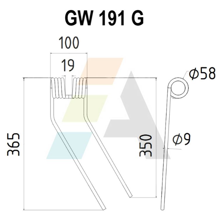 Dent de faneuse pour FELLA 487134, 460182, pièce interchangeable