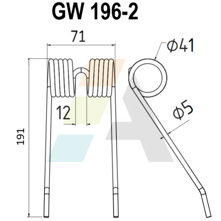 Dent pick-up 185mm, fil 5mm, pour presse à balles NEW HOLLAND 551  085, 683310, 80683310, pièce interchangeable