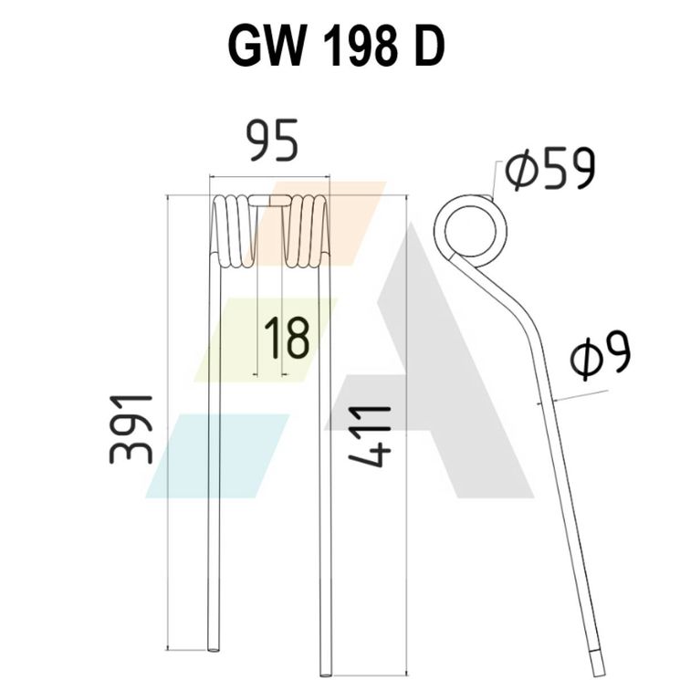 Dent de faneuse pour CLAAS-BAUTZ, 0009024822, 9024822, 44009.10, pièce interchangeable