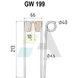 Dent pick-up 213mm, fil 4,5mm, pour presse à balles JOHN DEEREE, 41833, DC203086, E41833, 44132, pièce interchangeable