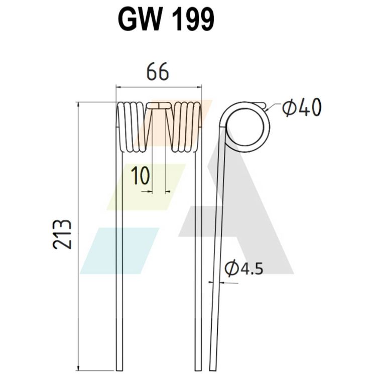 Dent pick-up 213mm, fil 4,5mm, pour presse à balles JOHN DEEREE, 41833, DC203086, E41833, 44132, pièce interchangeable