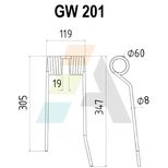 Dent de faneuse pour ZWEEGERS, PZ 143, pièce interchangeable