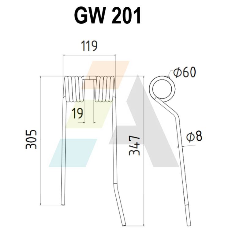 Dent de faneuse pour ZWEEGERS, PZ 143, pièce interchangeable