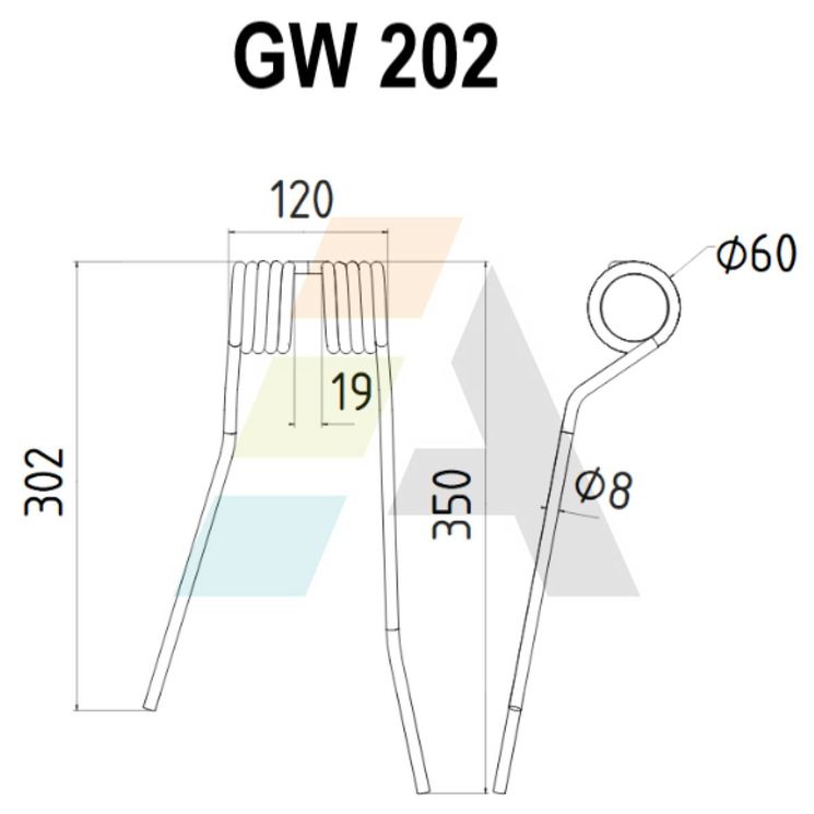 Dent de faneuse pour ZWEEGERS, PZ 144, pièce interchangeable