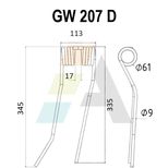 Dent de faneuse pour LELY FA 262, pièce interchangeable