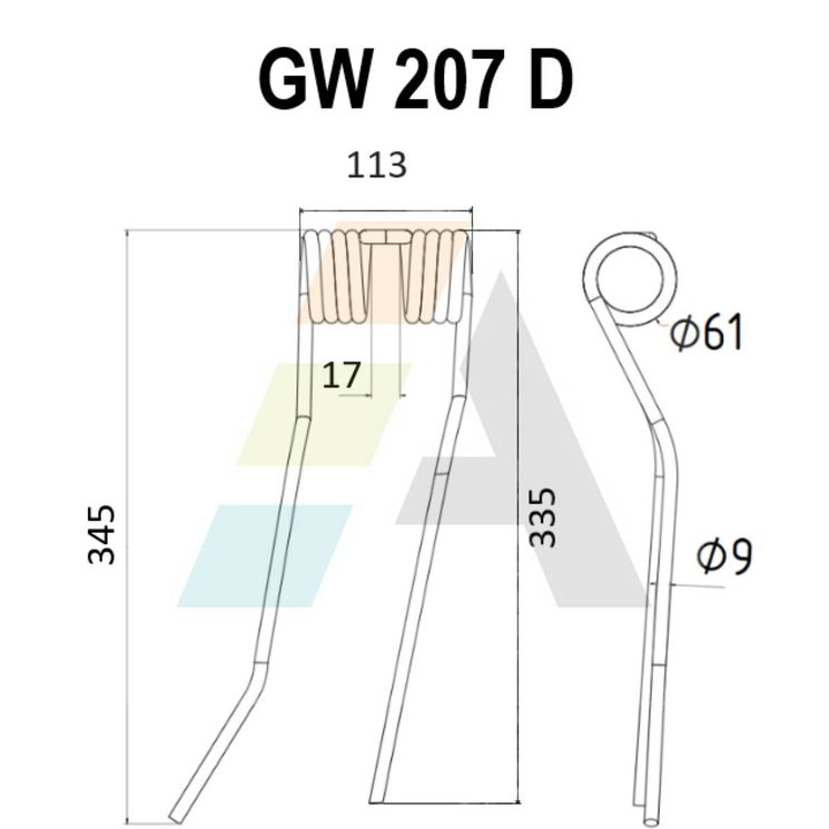 Dent de faneuse pour LELY FA 262, pièce interchangeable