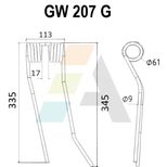 Dent de faneuse pour LELY FA 287, pièce interchangeable