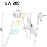 Dent de faneuse pour KEMPER 10989.02, pièce interchangeable