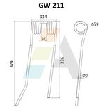 Dent de faneuse pour KEMPER 10991, pièce interchangeable