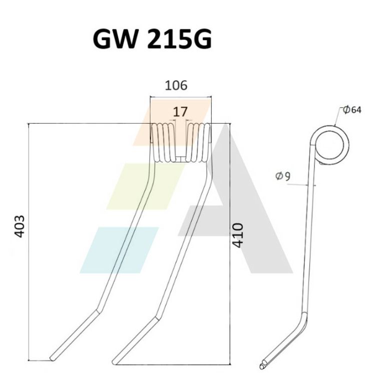 Peigne de herse double griffe 9mm, pour semoir LELY, 4 1004 020 G, pièce interchangeable