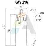 Dent pick-up 239mm, fil 5mm, pour presse à balles GARNIER, 234 35 3401, pièce interchangeable