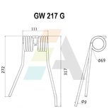 Dent double griffe pour faneuse FARENDLOSE, 511 043, pièce interchangeable