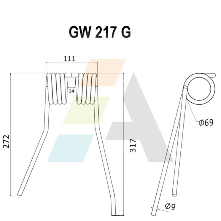 Dent double griffe pour faneuse FARENDLOSE, 511 043, pièce interchangeable