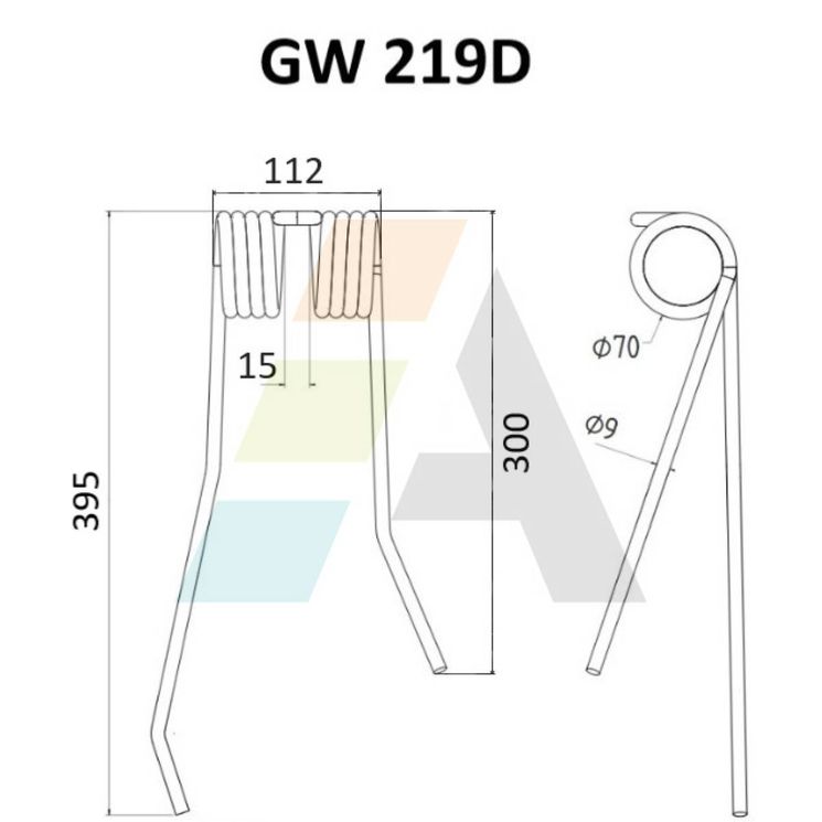 Dent double griffe pour faneuse FARENDLOSE, 511 005, pièce interchangeable