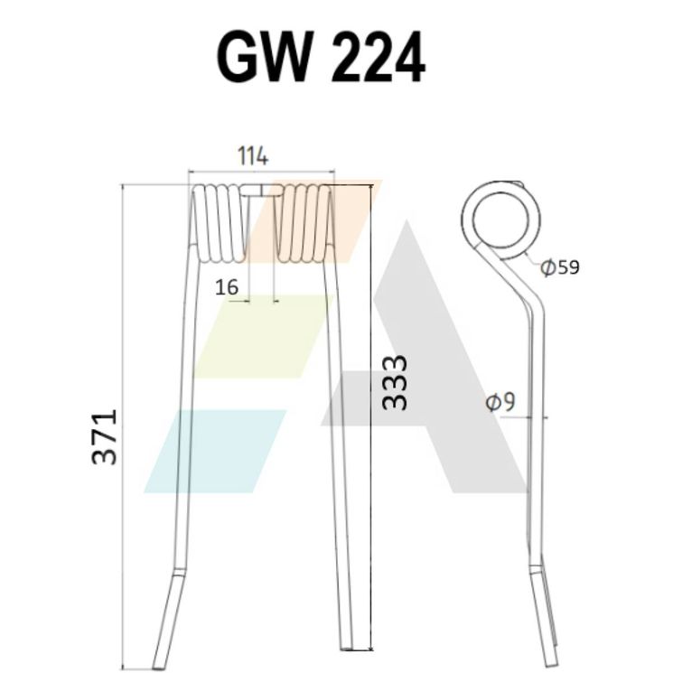 Dent de faneuse pour ZWEEGERS, PZ 224, VGPZ224, pièce interchangeable