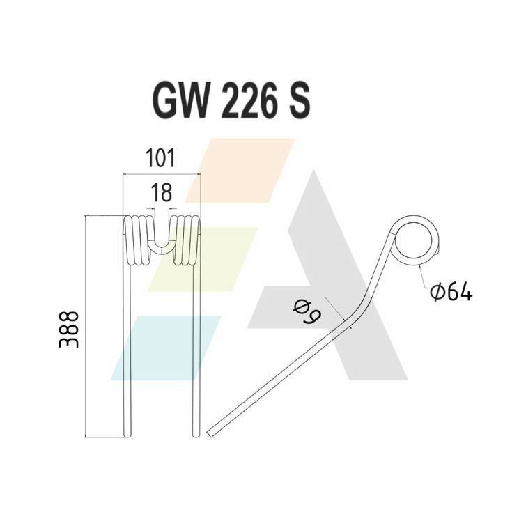 Dent double griffe pour faneuse SLAM-ATLAND, 26/GL, pièce interchangeable