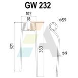 Dent de faneuse pour ZWEEGERS, PZ 215, PZ-215, pièce interchangeable