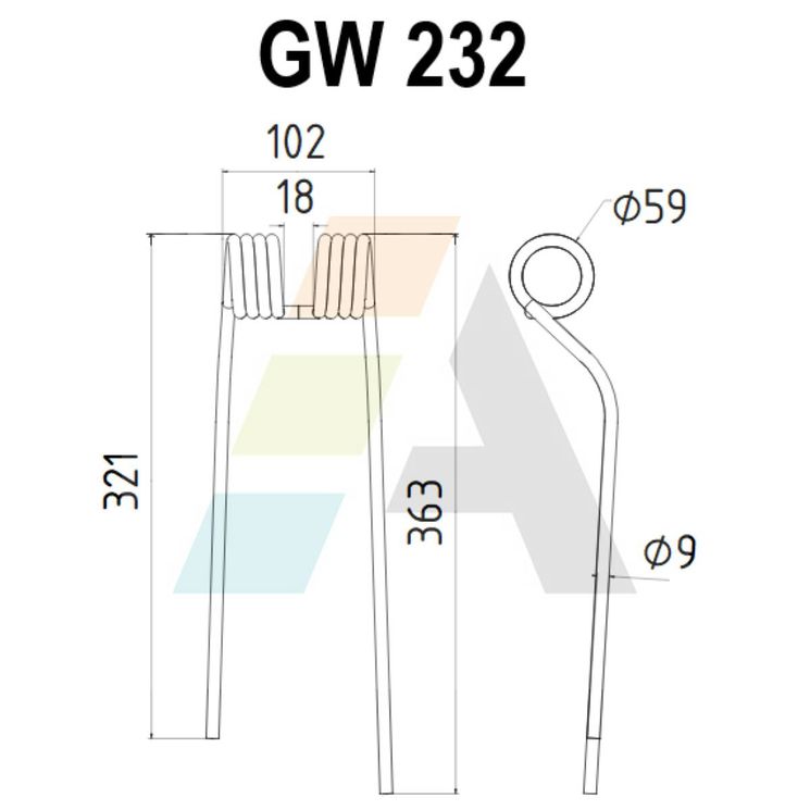 Dent de faneuse pour ZWEEGERS, PZ 215, PZ-215, pièce interchangeable