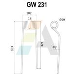 Dent de faneuse pour ZWEEGERS, PZ 214, PZ-214, pièce interchangeable