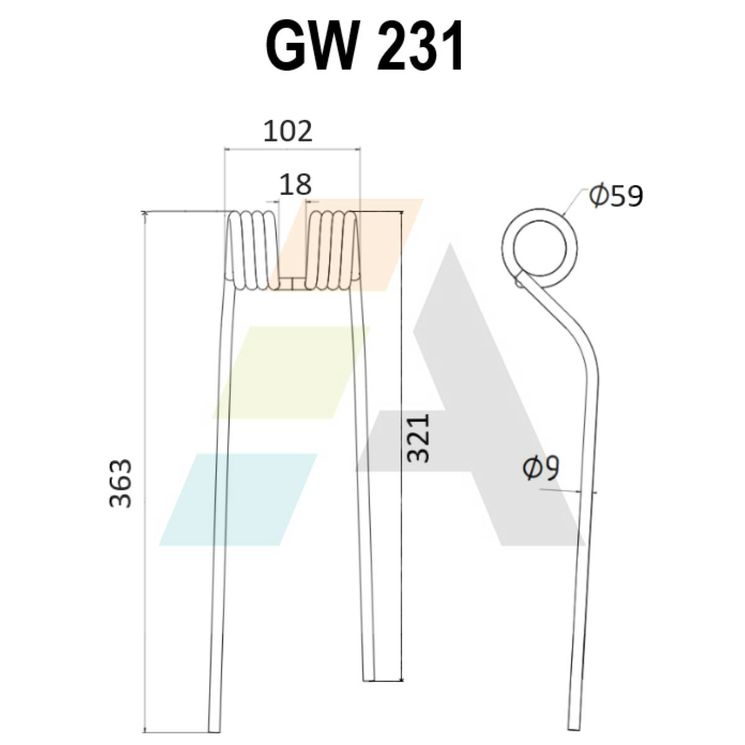 Dent de faneuse pour ZWEEGERS, PZ 214, PZ-214, pièce interchangeable