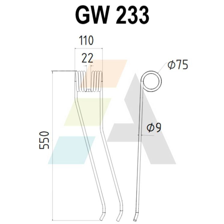 Dent de faneuse pour STOLL, R 281, pièce interchangeable