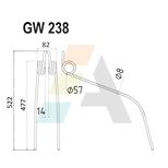 Dent d'andaineur pour CLAAS, 9020830, pièce interchangeable