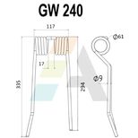 Dent de faneuse pour ZWEEGERS, PZ 190, PZ-190, pièce interchangeable