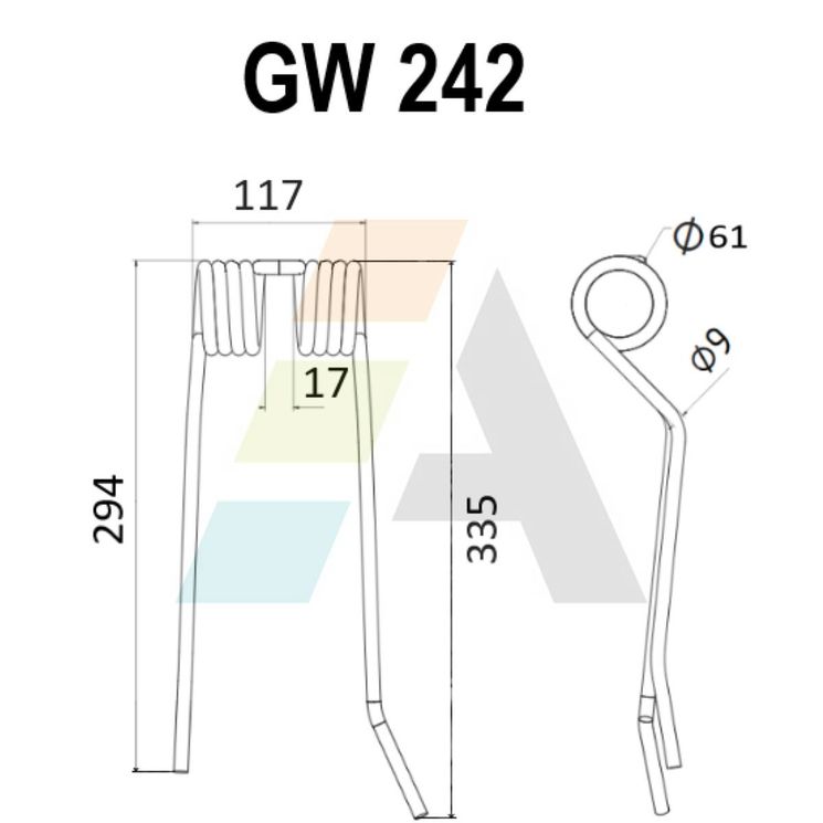 Dent de faneuse pour ZWEEGERS, PZ 192, Z3015130, pièce interchangeable