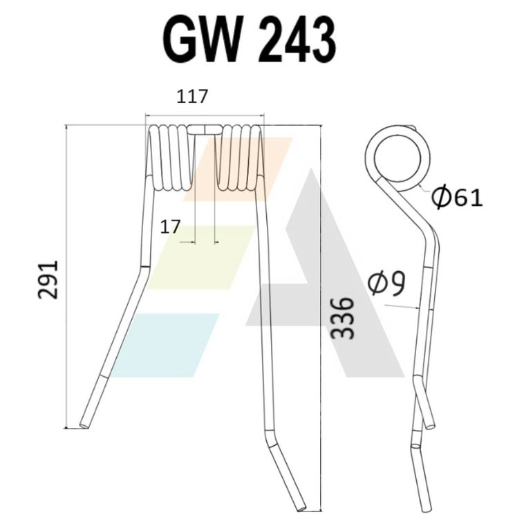 Dent de faneuse pour ZWEEGERS, PZ 193, PZ-193, 43894, pièce interchangeable