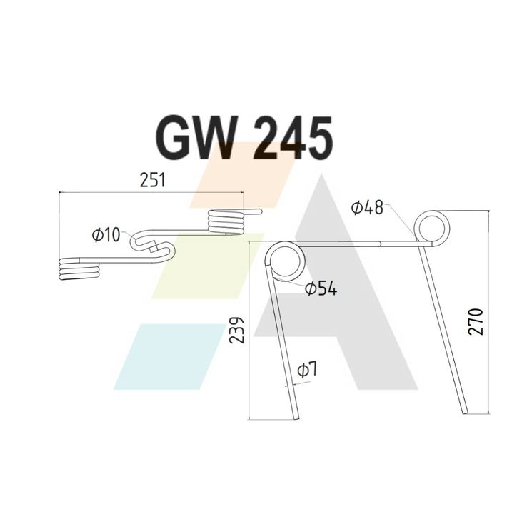 Dent pick-up 239/270mm, fil 7mm, pour presse à balles ST HUBERT, pièce interchangeable